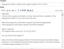 Email update to league players